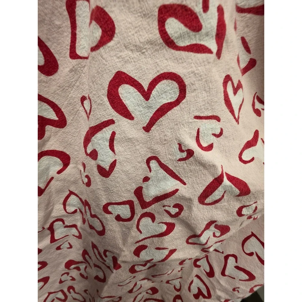 Pink Red Heart Print Cotton Kitchen Hand Towel Valentines Day Decor Hanging Loop